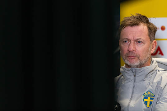 Peter Gerhardsson, head coach, is interviewed