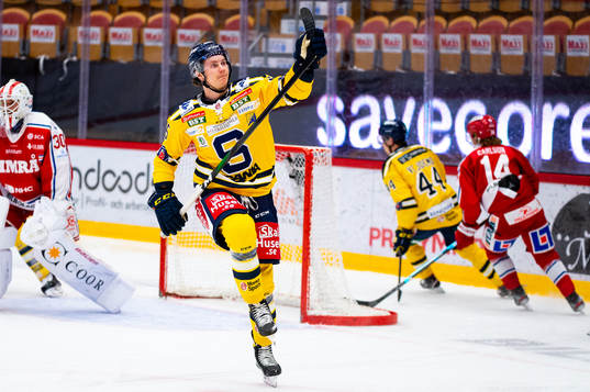 Södertäljes Nick Olesen jublar