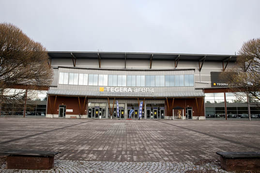 Tegera Arena innan ishockeymatchen i SHL mellan Leksand och