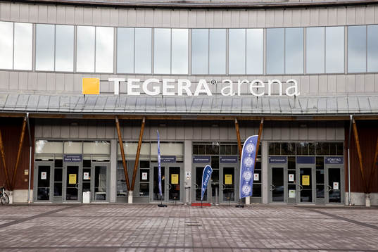 Tegera Arena innan ishockeymatchen i SHL mellan Leksand och