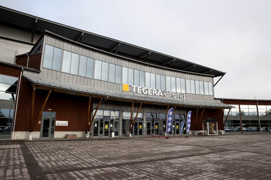 Tegera Arena innan ishockeymatchen i SHL mellan Leksand och