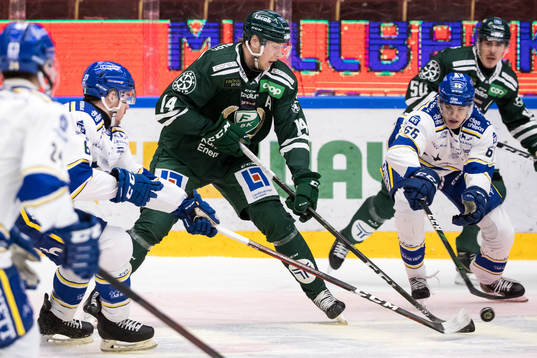 Färjestads Victor Ejdsell och Leksands Nils Åman