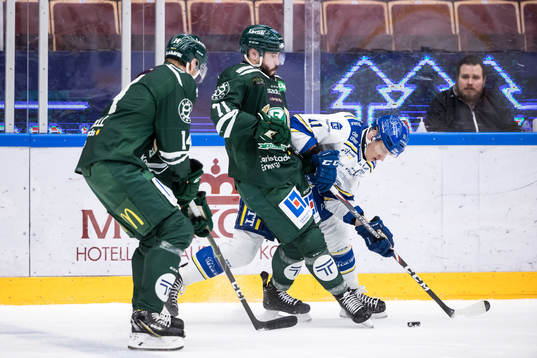 Leksands Martin Karlsson och Färjestads Jesse Virtanen