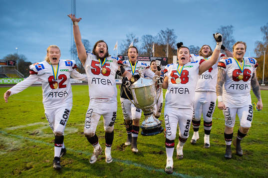Carlstad Crusaders Oscar Bergstrand, Martin Thor, Robert