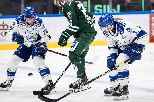 Leksands Patrik Norén och Färjestads Martin Johansson och