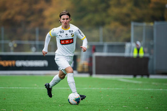 Häckens Tim Berntsson Wikström under fotbollsmatchen i