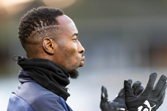 Halmstads Sadat Karim före fotbollsmatchen i Superettan