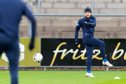 Halmstads Simon Lundevall före fotbollsmatchen i