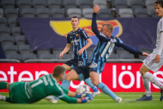 Djurgårdens Haris Radetinac och Nicklas Bärkroth oroar