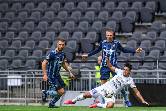 Djurgårdens Jesper Karlström och Jonathan Augustinsson i
