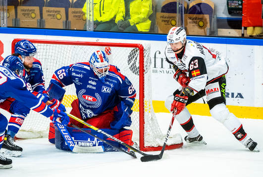 Oskarshamns målvakt Tex Williamsson och Malmö Redhawks