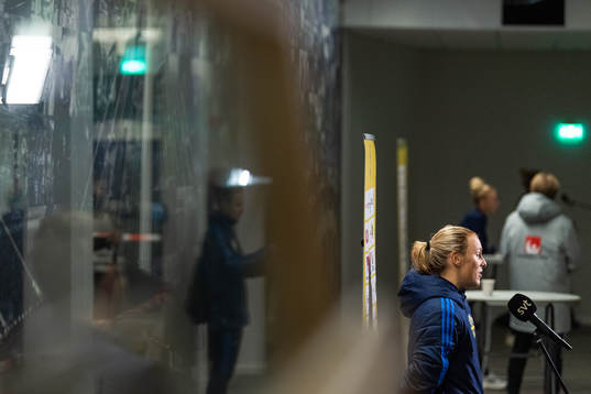 Mimmi Larsson is interviewed