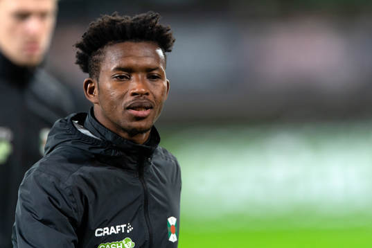 Varbergs Adama Fofana före fotbollsmatchen i Allsvenskan