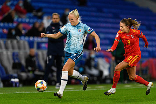 Maria Thorisdottir of Norway and Kayleigh Green of Wales