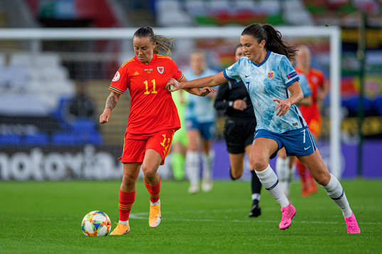 Natasha Harding of Wales and Ingrid Syrstad Engen of Norway