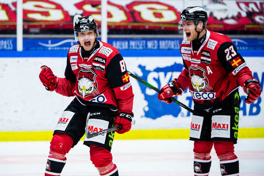 Malmö Redhawks Johan Olofsson jublar
