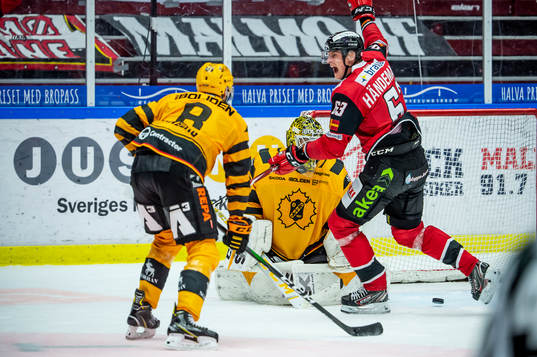 Malmö Redhawks Fredrik Händemark jublar åt Ponthus