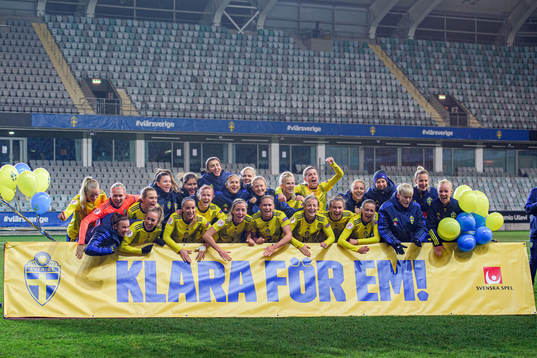 Players of Sweden celebrate