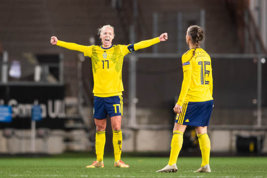 Caroline Seger of Sweden celebrates