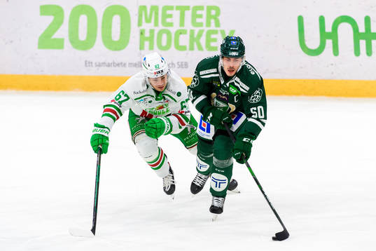 Rögles Leon Bristedt och Färjestads Sebastian Erixon
