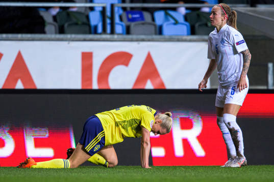Jonna Andersson of Sweden in pain