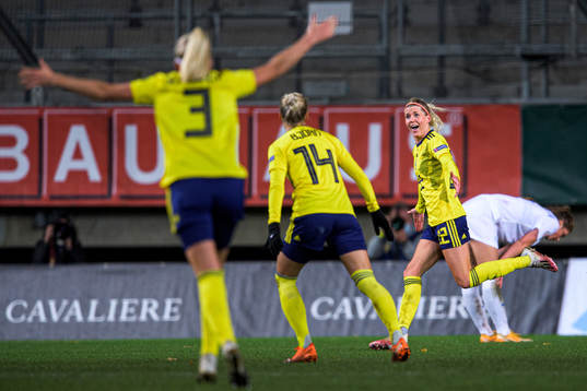 Olivia Schough of Sweden celebrates the 2-0 goal