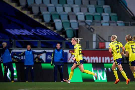 Olivia Schough of Sweden celebrates the 2-0 goal