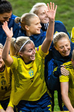 Linda Sembrant of Sweden celebrates