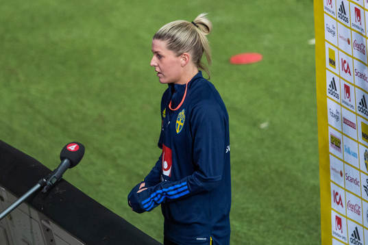Olivia Schough of Sweden is interviewed