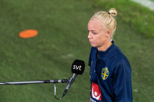 Caroline Seger of Sweden is interviewed