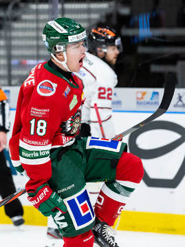 Frölundas Lucas Raymond jublar
