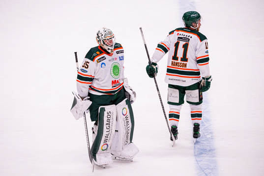 Kristianstads målvakt Calle Clang och Fredrik Hansson