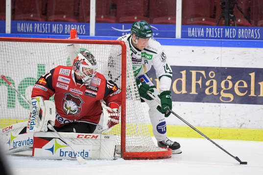 Malmö Redhawks målvakt Lars Volden och Färjestads Victor