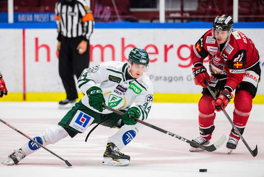 Färjestads Jacob Peterson och Malmö Redhawks Lars Bryggman