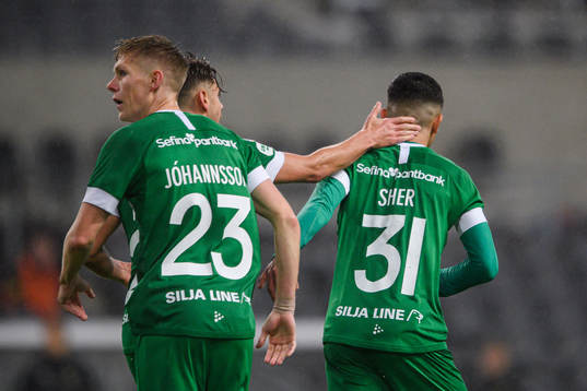 Hammarbys Aron Johansson , Alexander Kacaniklic  och Aimar