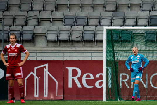 Goalkeeper Hanne Larsen of Medkila looks dejected