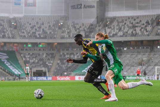 Häckens Godswill Ekpolo och Hammarbys Gustav Ludwigson