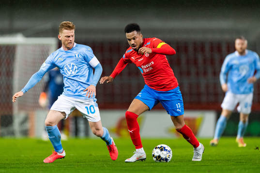 Malmö FF Anders Christiansen och Helsingborgs Martin Olsson
