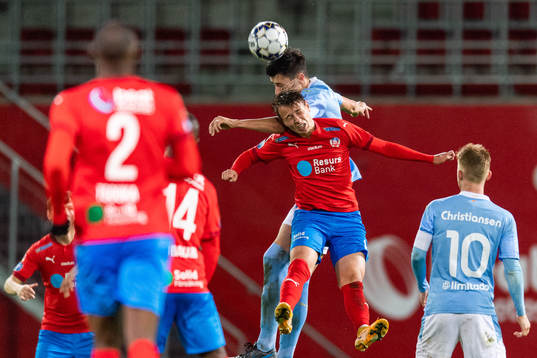 Helsingborgs Alex Timossi och Malmö FFs Anel Ahmedhodzic