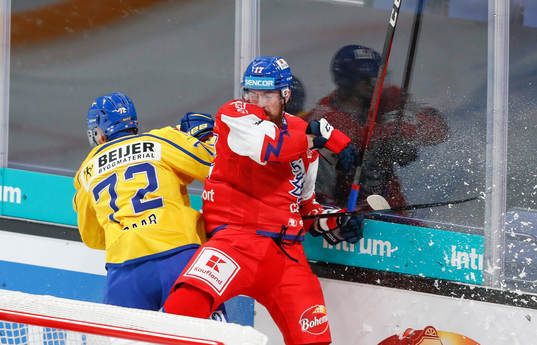 Daniel Zaar #72, SWE and Filip Hronek  #17, CZEduring