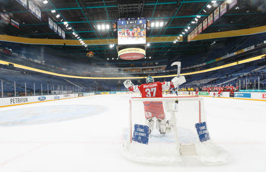 Goalie Patrik Bartosak #37, CZE celebrating win over Sweden