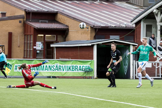 Brages målvakt Adrian Engdahl och Västerås Filip Tronet