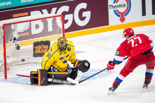Rodion Amirov #27, RUS score penaltyshot, Samuel Ersson