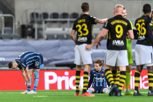 Djurgårdens Haris Radetinac och Aslak Witry deppar