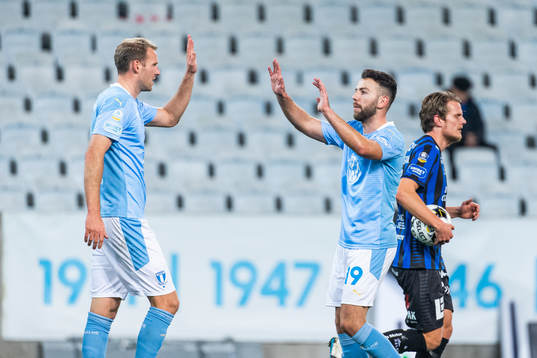 Malmö FFs  Ola Toivonen jublar med Erdal Rakip