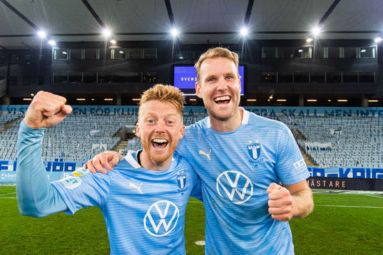 Malmö FFs Anders Christiansen och Ola Toivonen jublar
