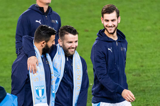 Malmö FFs Behrang Safari, Erdal Rakip och Adi Nalic jublar