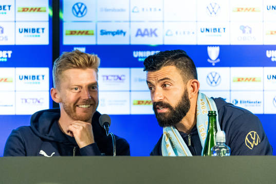 Malmö FFs Anders Christiansen och Behrang Safari på