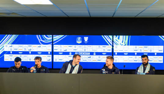 Malmö FFs Anel Ahmedhodzic, Eric Larsson, Ola Toivonen,
