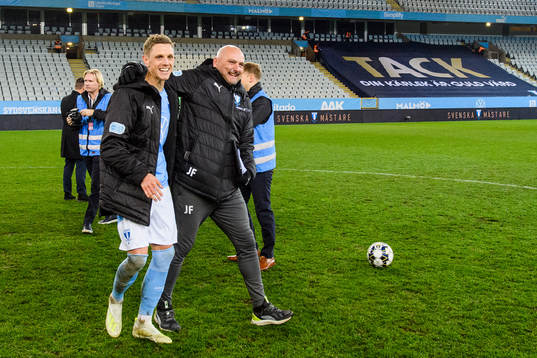 Malmö FFs Sören Rieks och målvaktstränare Jonnie Fedel
